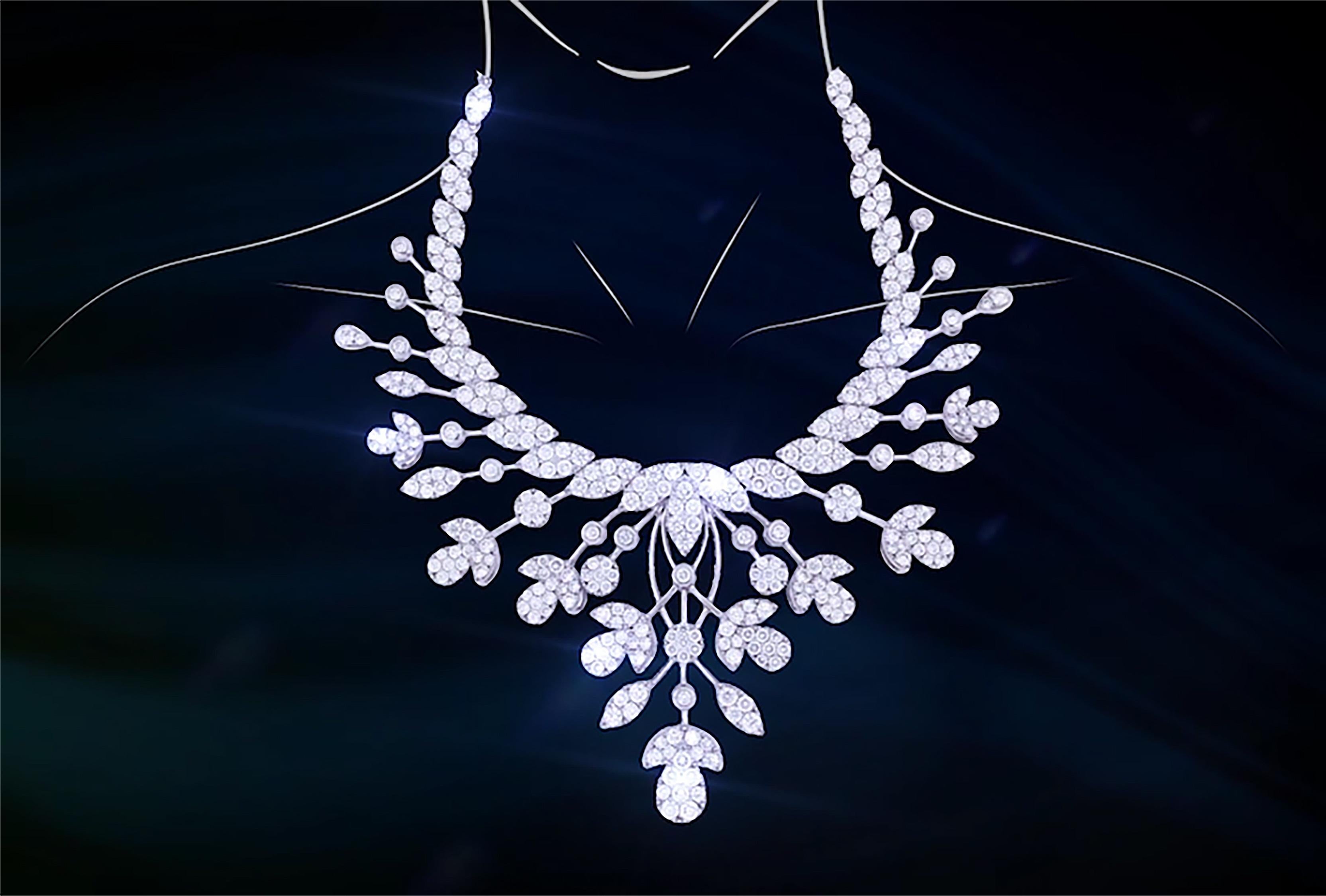 Women's 18 Karat Gold Diamond Tiara and Necklace For Sale