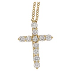 18 Karat Gold Diamond Tiffany & Co. Cross Pendant