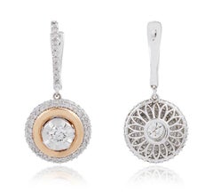 18 Karat Gold Diamond Two-Tone Earrings