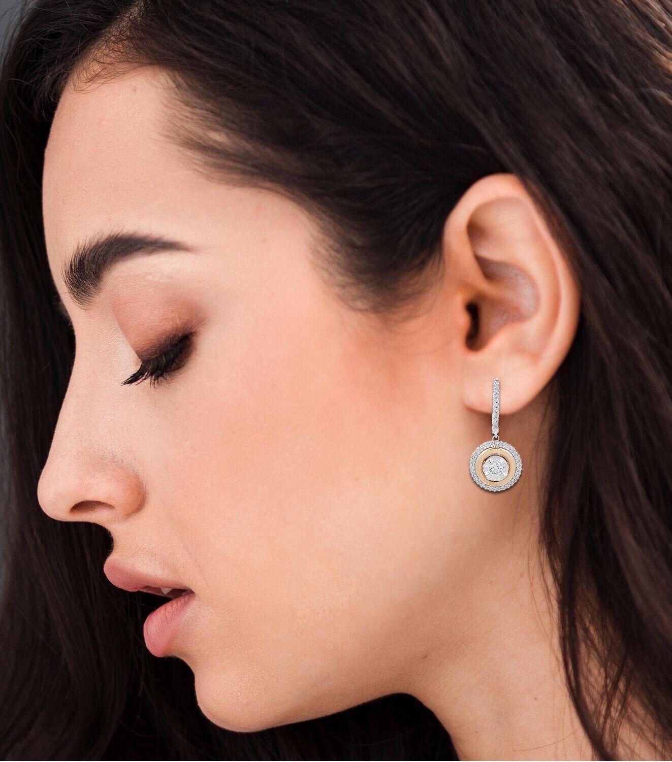 Zweifarbige Ohrringe aus 18 Karat Gold mit Diamanten (Moderne) im Angebot