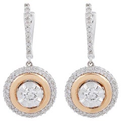 Boucles d'oreilles bicolores en or 18 carats et diamants