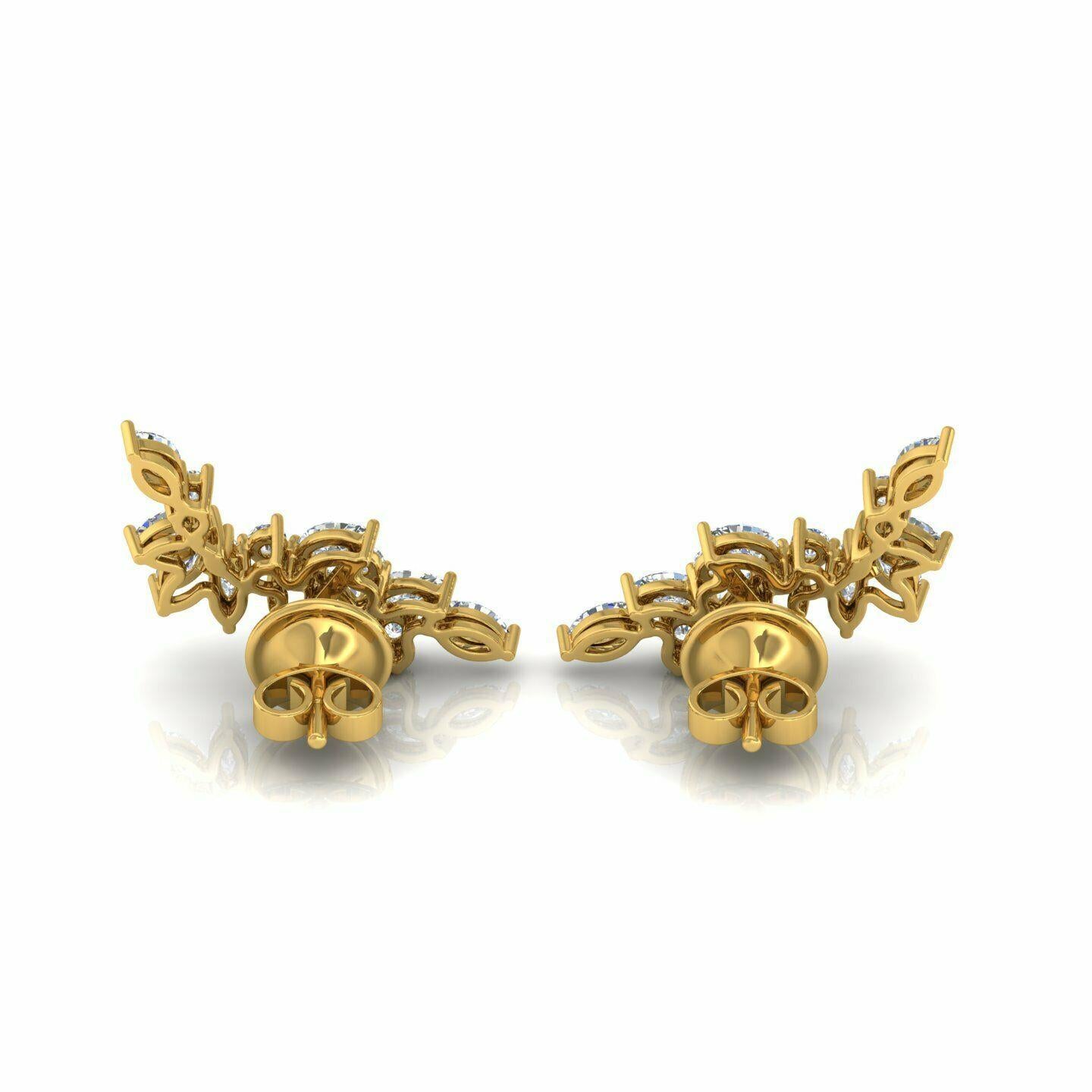 Modern 18 Karat Gold Diamond Veil Stud Earrings For Sale