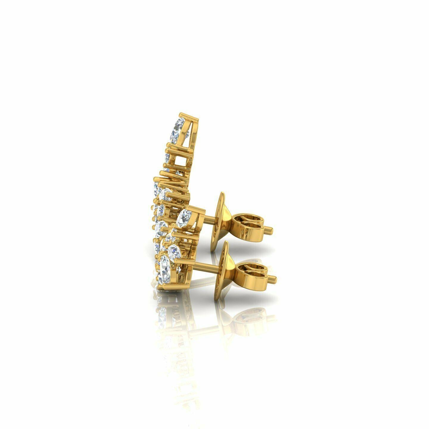 Mixed Cut 18 Karat Gold Diamond Veil Stud Earrings For Sale
