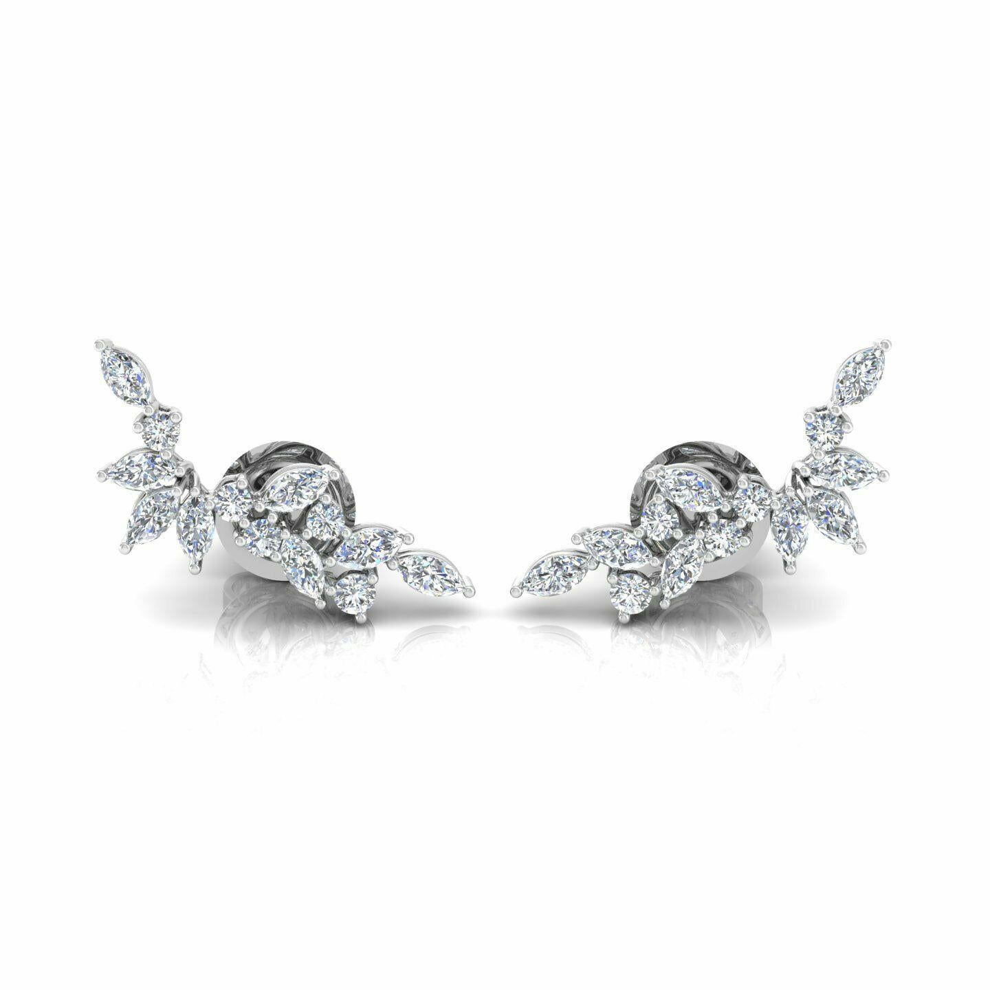 18 Karat Gold Diamond Veil Stud Earrings In New Condition For Sale In Hoffman Estate, IL