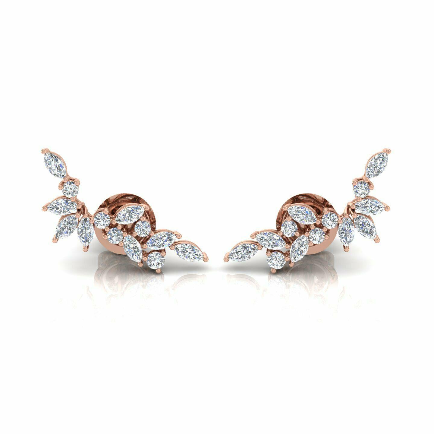 18 Karat Gold Diamond Veil Stud Earrings For Sale 2