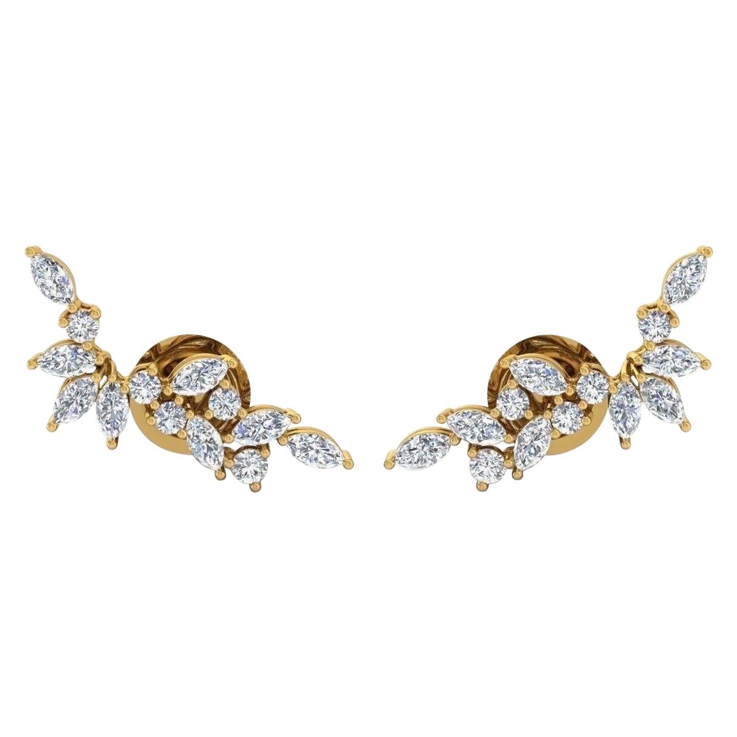 18 Karat Gold Diamond Veil Stud Earrings For Sale