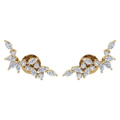 18 Karat Gold Diamond Veil Stud Earrings