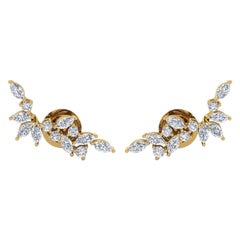 18 Karat Gold Diamond Veil Stud Earrings