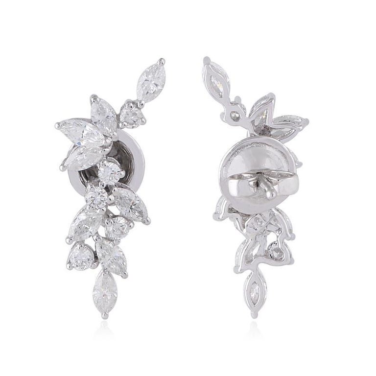 18 Karat Gold Diamond Vine Stud Earrings For Sale at 1stDibs