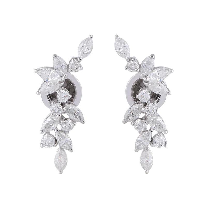 18 Karat Gold Diamond Vine Stud Earrings