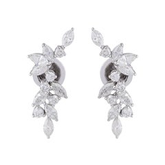 18 Karat Gold Diamond Vine Stud Earrings