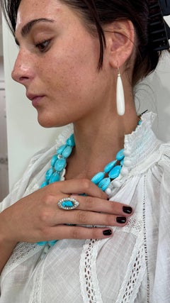 Faye Kim 18 Karat Gold Diamond White Coral Drop Earrings