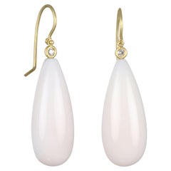 18 Karat Gold Diamond White Coral Granutlation Hinge Earring
