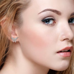 18 Karat Gold Diamond Wing Stud Earrings