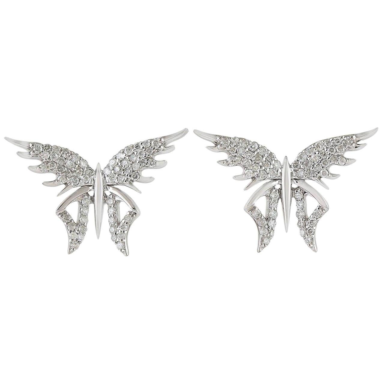 18 Karat Gold Diamond Wing Stud Earrings