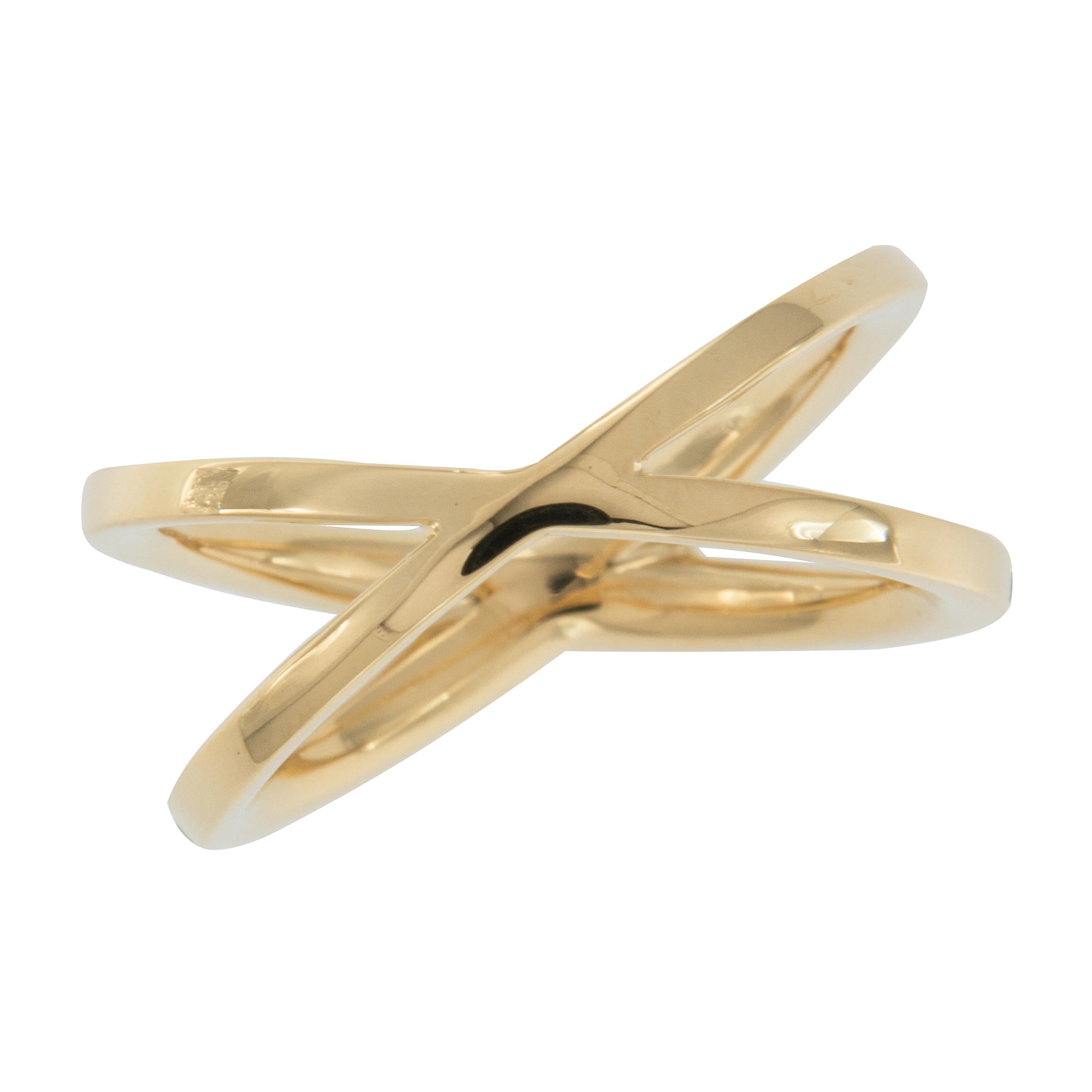 18 Karat Gold and Diamond X Crossover Ring by Campanelli & Pear In New Condition For Sale In Troy, MI