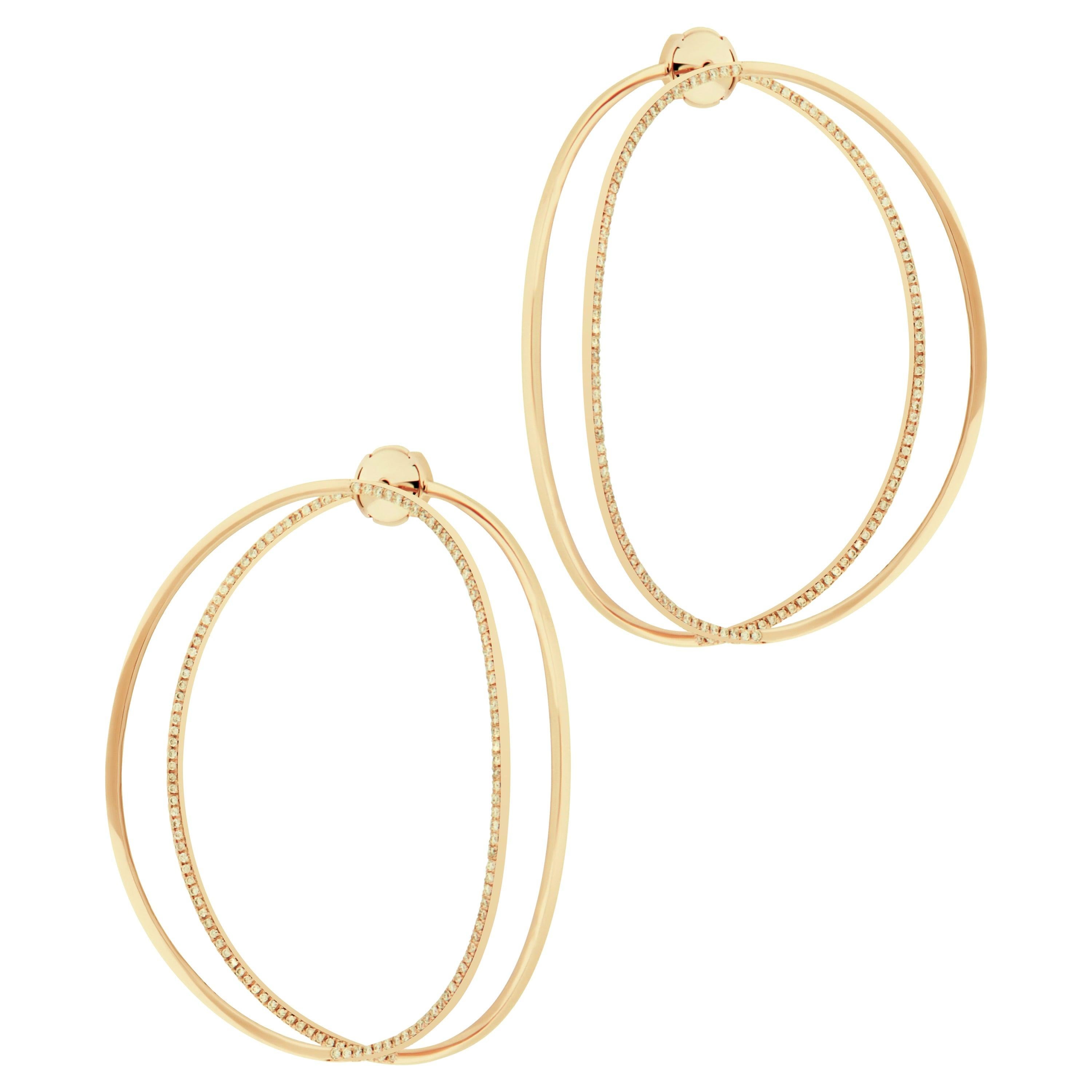 DELFINA DELETTREZ 18 Karat Gold Diamonds Double Hoop Earrings For Sale