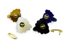 18 Karat Gold Diamonds Elephant Onyx Lapis Lazuli Mother of Pearl Cufflinks