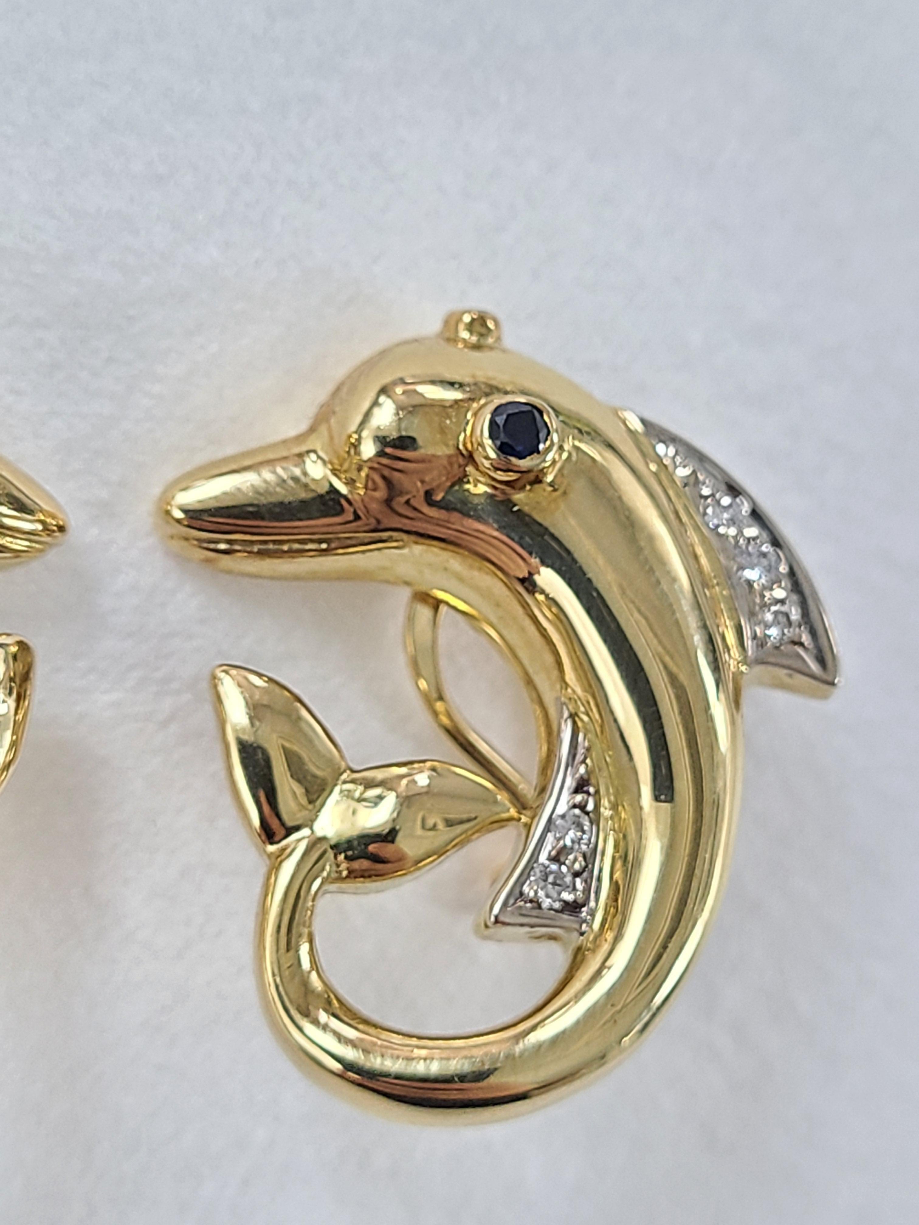 18 Karat Gold Dolphin Designer Earring For Sale 1