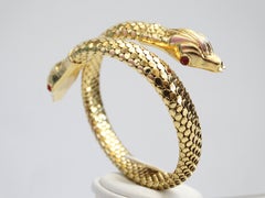 18 Karat Gold Double Headed Serpent Wrap-Around Bracelet
