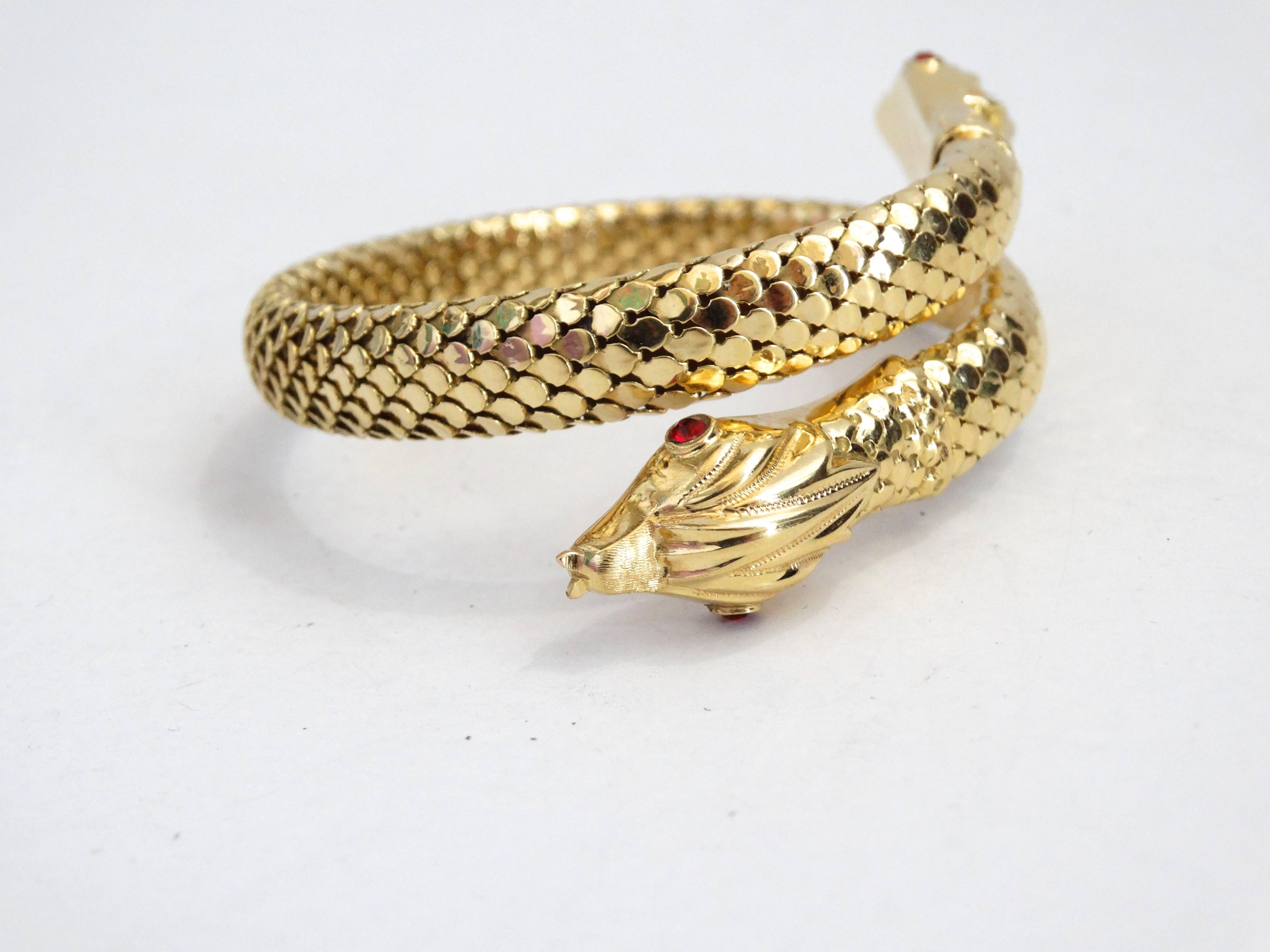 18 Karat Gold Doppelkopf-Wickelarmband mit Schlange umwickelt (Neuägyptisch) im Angebot