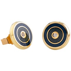 18-Karat Gold Earrings "Harmony" with Diamonds and Two-Color Enamel 18-Karat Gold Earrings "Harmony" with Diamonds and Two-Color Enamel