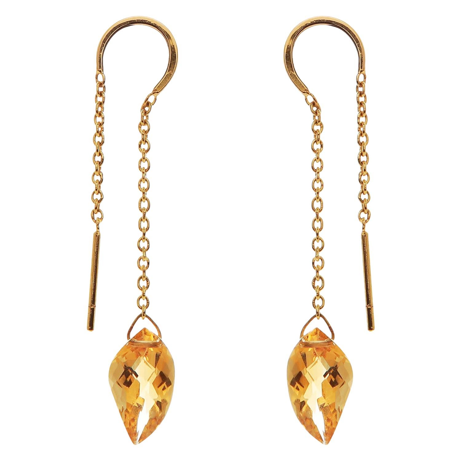 18 Karat Gold Elegant Citrine Earrings