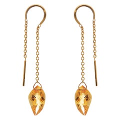 Antique 18 Karat Gold Elegant Citrine Earrings