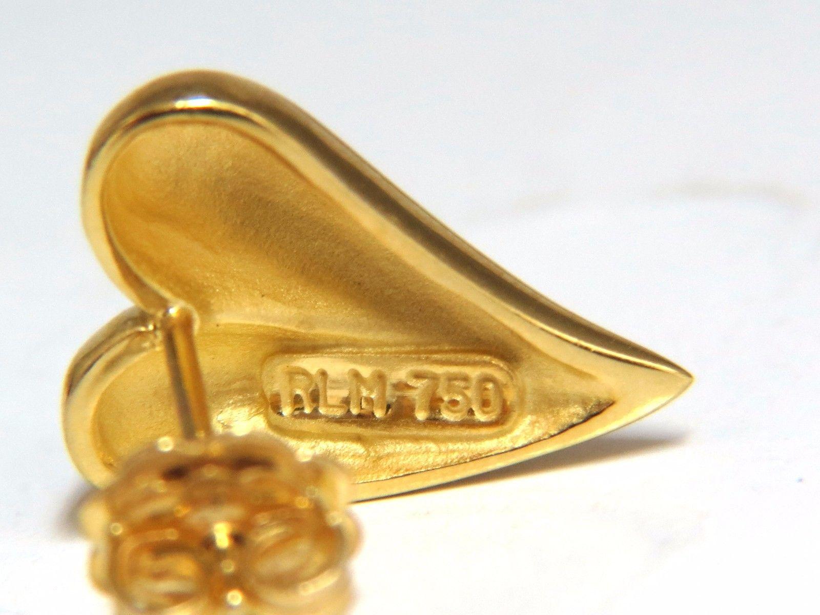 18 Karat Gold Elongated Heart Stud Earrings In New Condition In New York, NY