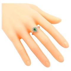 18 Karat Gold Natural Emerald and Diamond Double Cluster Ring