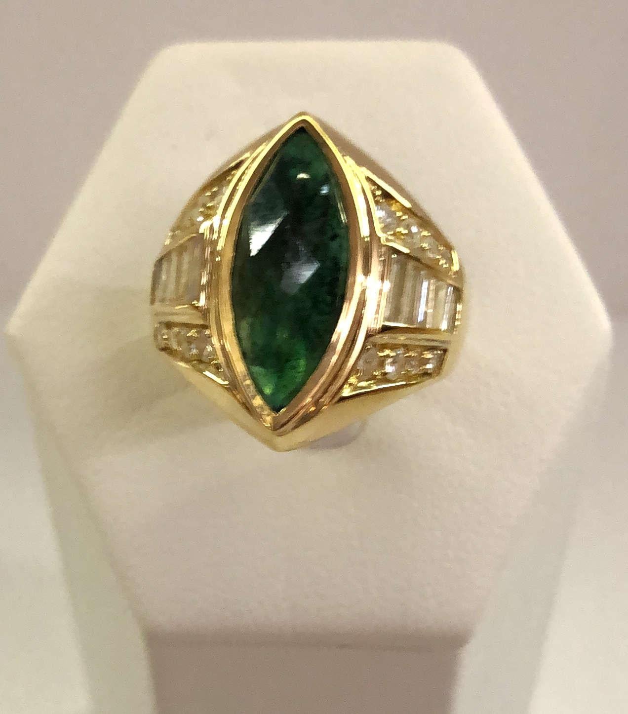 Brilliant Cut 18 Karat Gold Emerald and Diamond Ring