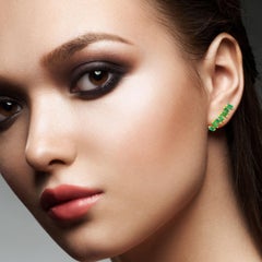 18 Karat Gold Emerald Baguette Stud Earrings