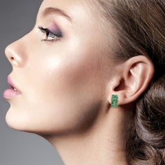 18 Karat Gold Emerald Baguette Stud Earrings