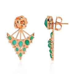 18 Karat Gold Emerald Diamond Ear Jacket Earrings