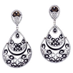 Emaille-Diamant-Ohrringe aus 18 Karat Gold Arabesque