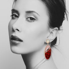 Enamel Opal Diamond 18 Karat Gold Earrings