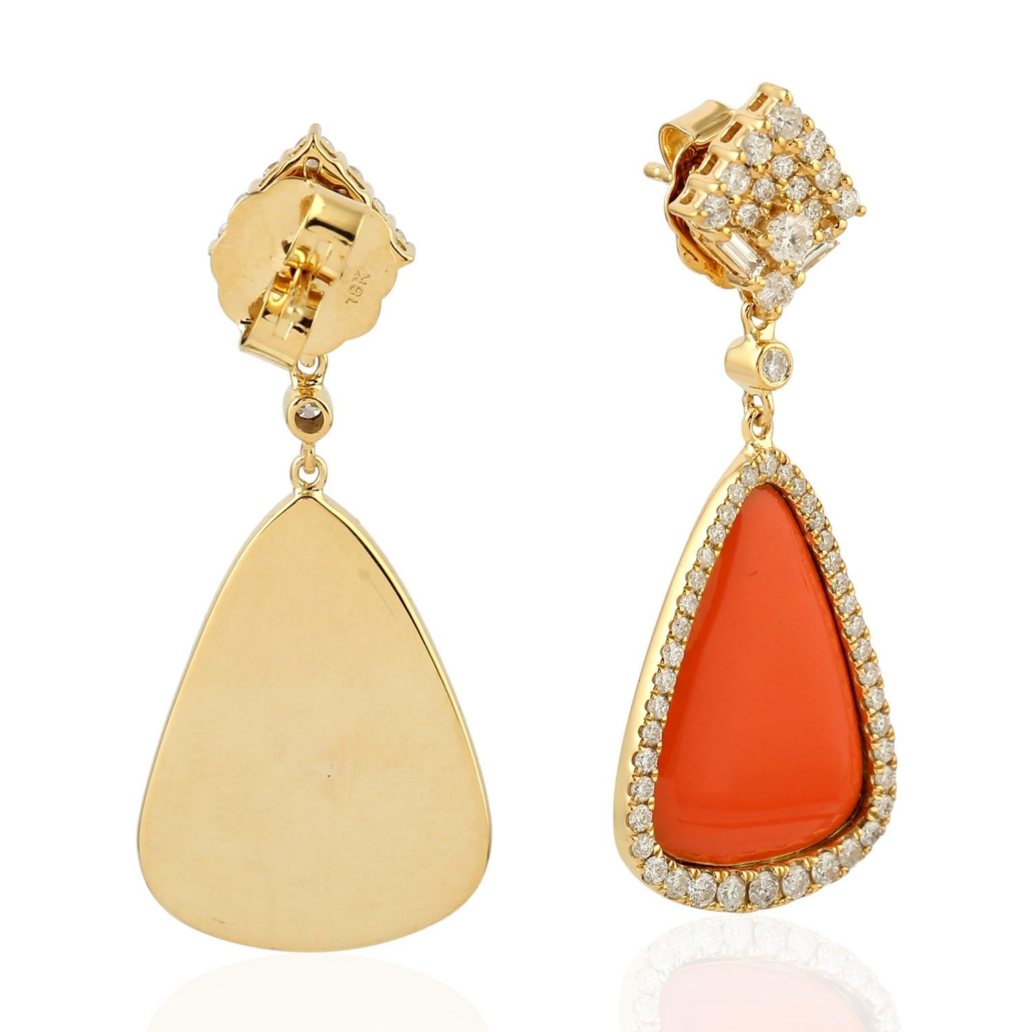 orange enamel earrings