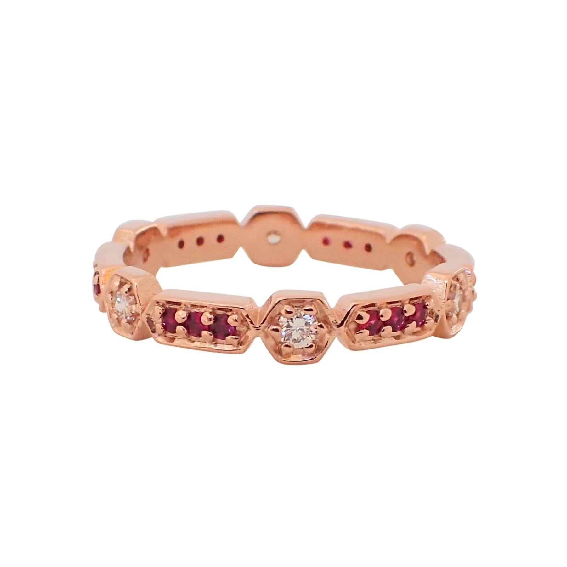 18 Karat Gold Eternity Band with 0.19 Carat of Diamond and 0.20 Carat of Ruby