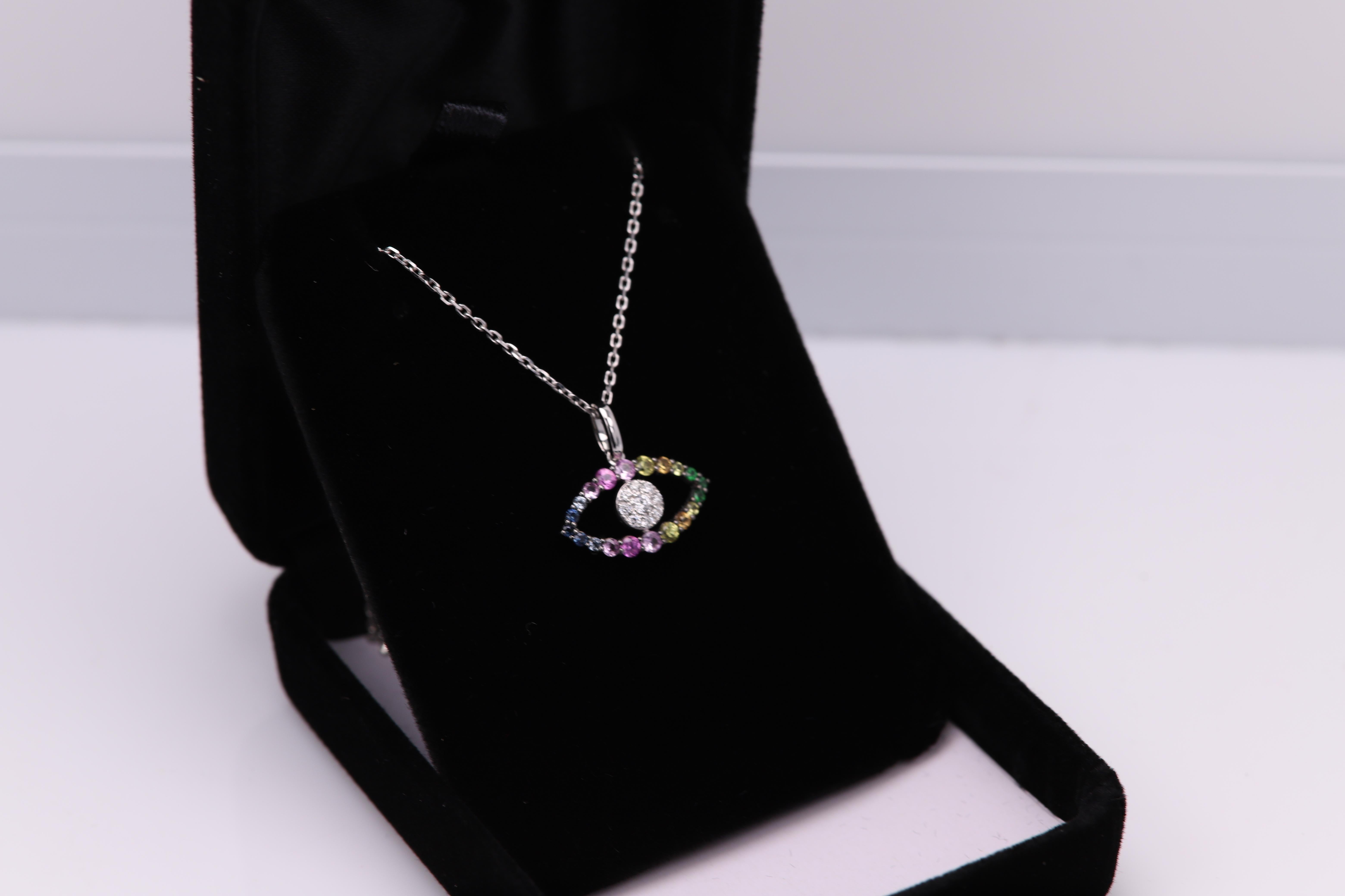 Colgante Ojo de Mal de Oro de 18 Kilates Colores Brillantes Ojo de Mal Multicolor en venta 6