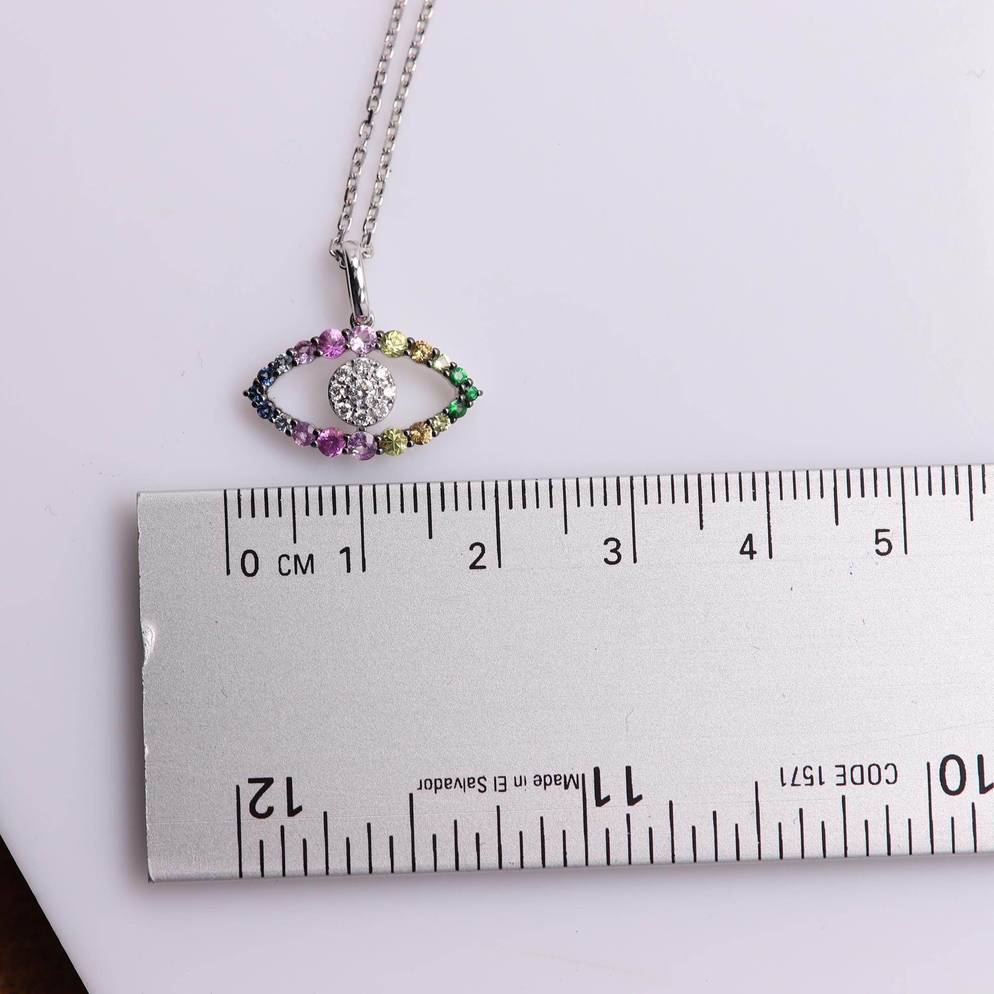 De las mujeres Colgante Ojo de Mal de Oro de 18 Kilates Colores Brillantes Ojo de Mal Multicolor en venta