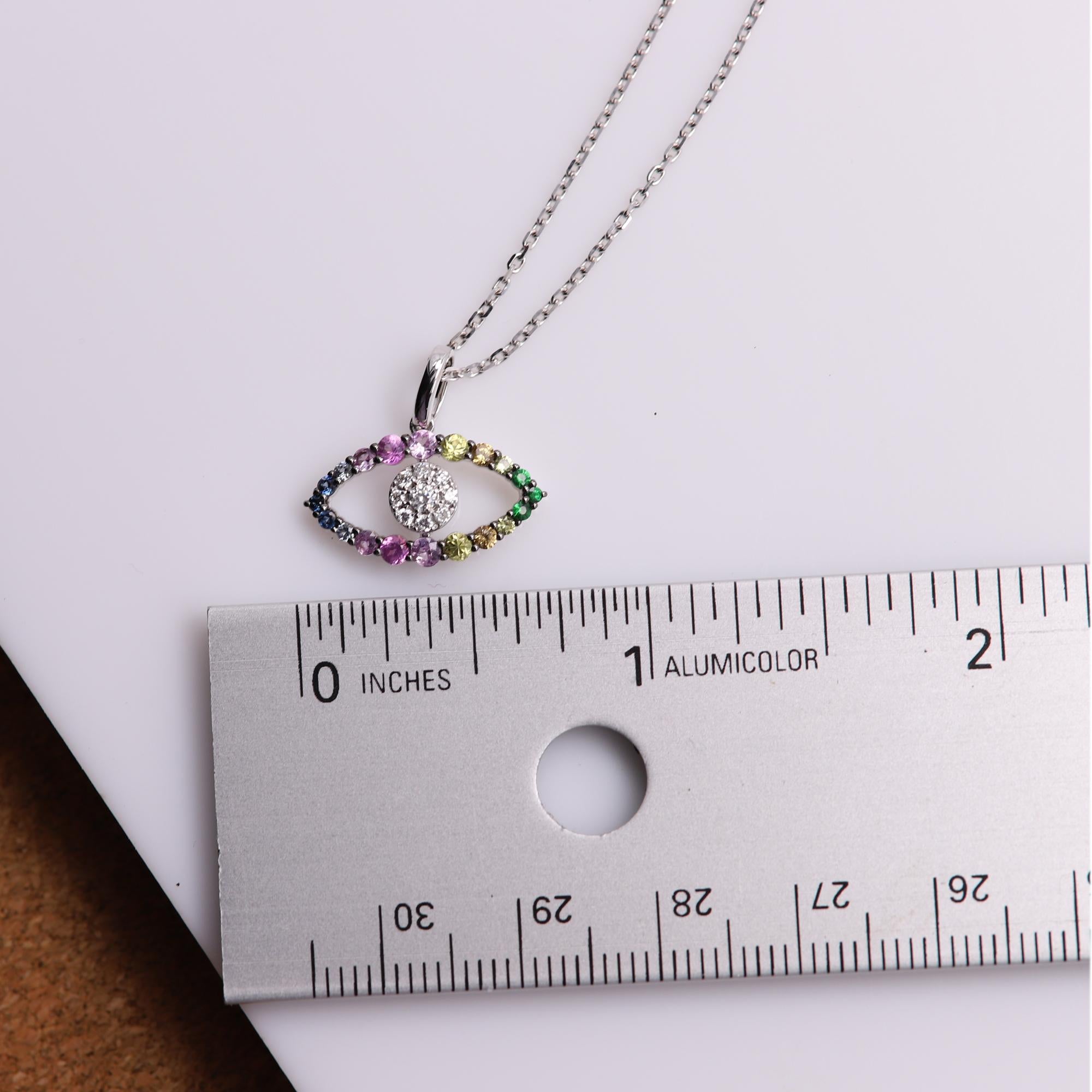Colgante Ojo de Mal de Oro de 18 Kilates Colores Brillantes Ojo de Mal Multicolor en venta 1