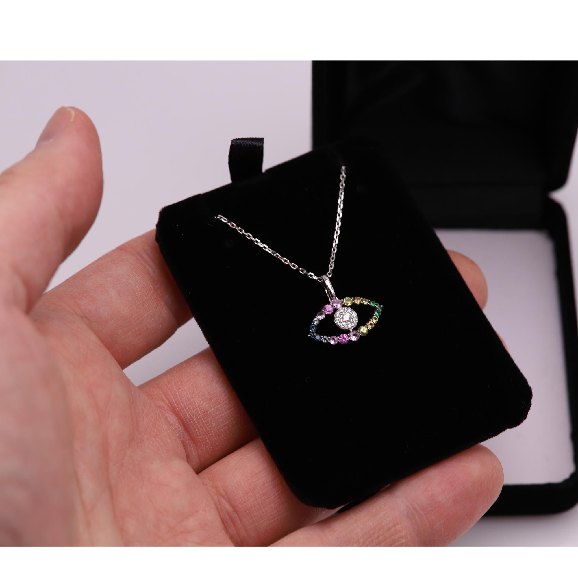 Colgante Ojo de Mal de Oro de 18 Kilates Colores Brillantes Ojo de Mal Multicolor en venta 3
