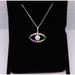Gold Evil Eye Brilliant Colors Evil Eye Multi Color Eye Pendant 18 Karat