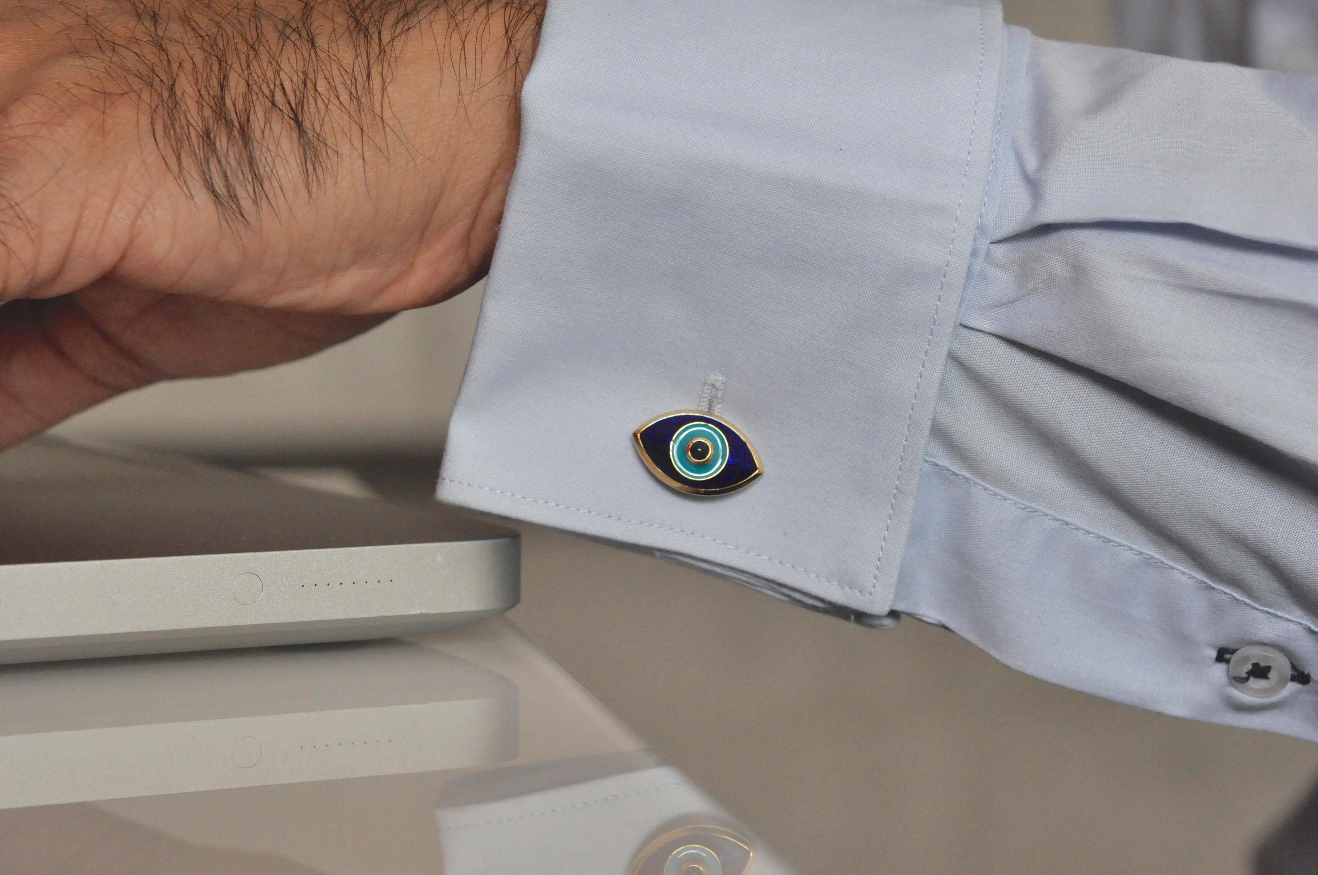 enamel sapphire cufflinks