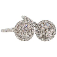 18 Karat Gold Fan Style Earrings with Lever Backs with 0.80 Carat of Diamond