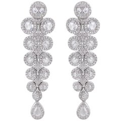 Rarever 18 Karat White Gold Pear Shape Rose Cut Diamond Drop Earrings
