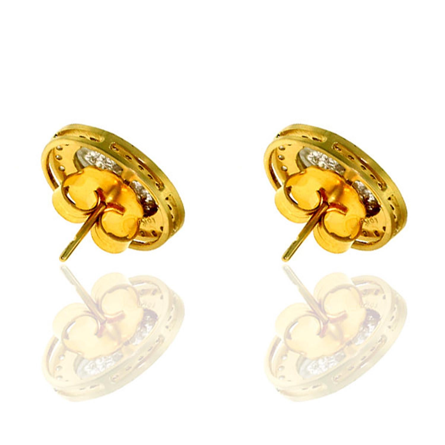 These stud earrings features a fancy natural slice diamond in center and surrounded with sparkling diamonds.  It is set in 18-karat gold and 2.26 carats diamonds. 

FOLLOW  MEGHNA JEWELS storefront to view the latest collection & exclusive pieces. 