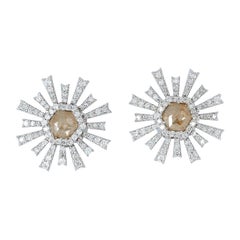 18 Karat Gold Fancy Diamond Starburst Stud Earrings