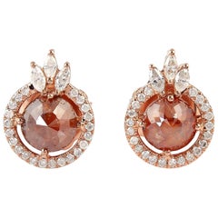 18 Karat Gold Fancy Slice Diamond Stud Earrings