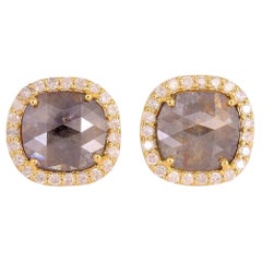  Fancy Diamond 18 Karat Gold Stud Earrings
